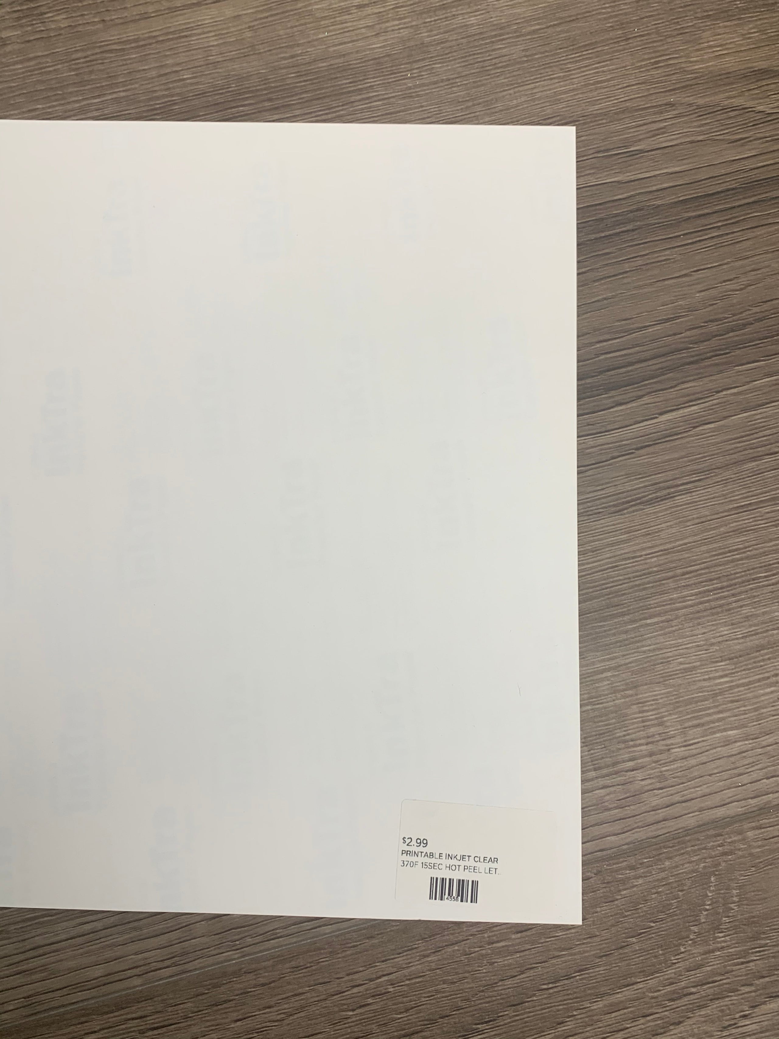 PRINTABLE INKJET CLEAR 11X17 Vinyl Tyme