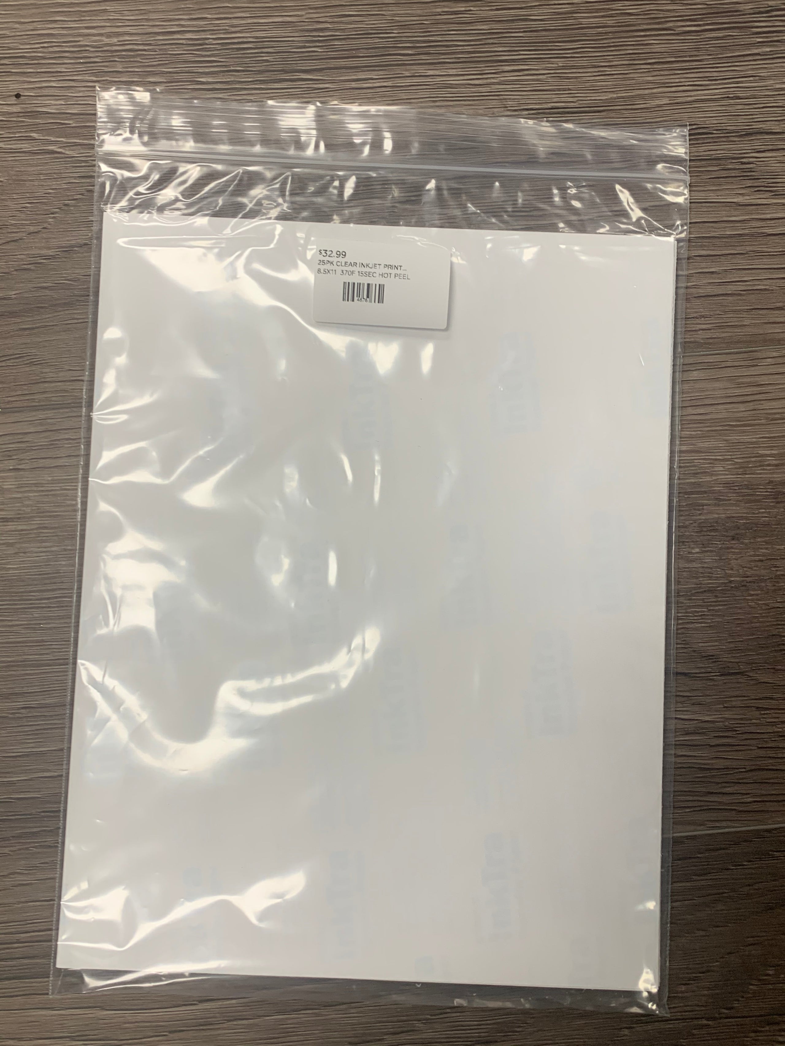 25PK CLEAR INKJET PRINTABLE | Vinyl Tyme